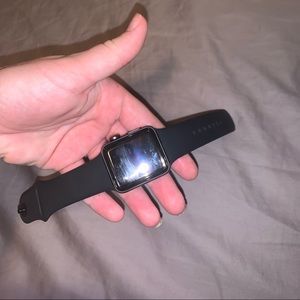 38 mm APPLE WATCH SERIES 3 WORN ONCE/ GRAY SPORT BAND AND CHARGER